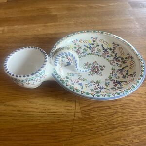 Sevilla Spain Decorated Olive Dish Pit Bowl Cruz Blue White